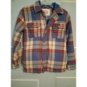 Levis Jacket Youth Large Plaid Snap & Zipper  Long Sleeve Hood